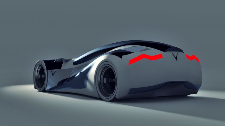 Vale Blue Futuristic Concept Electric Car Rear