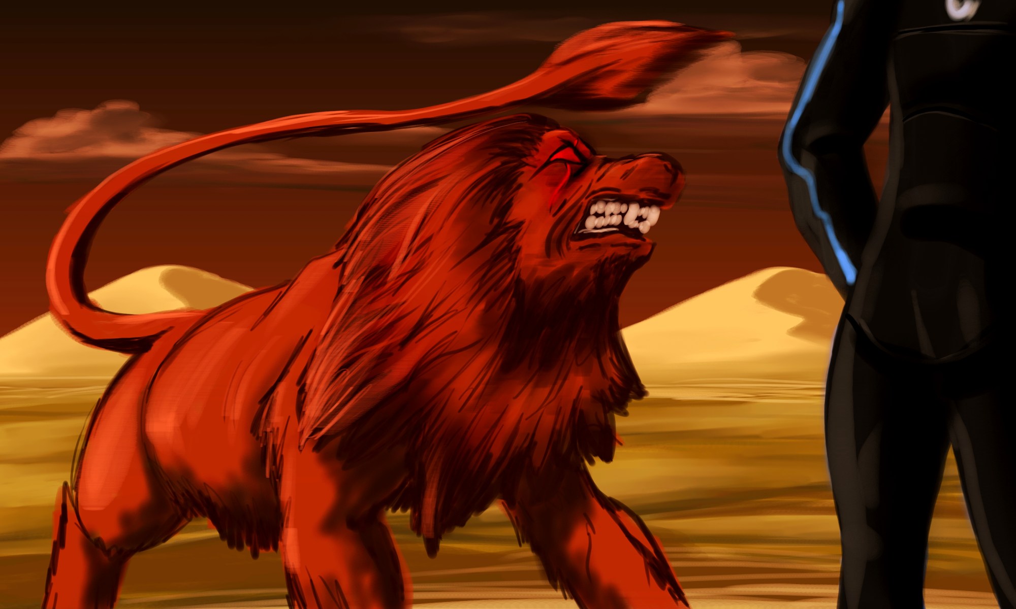 Lion defending grounds